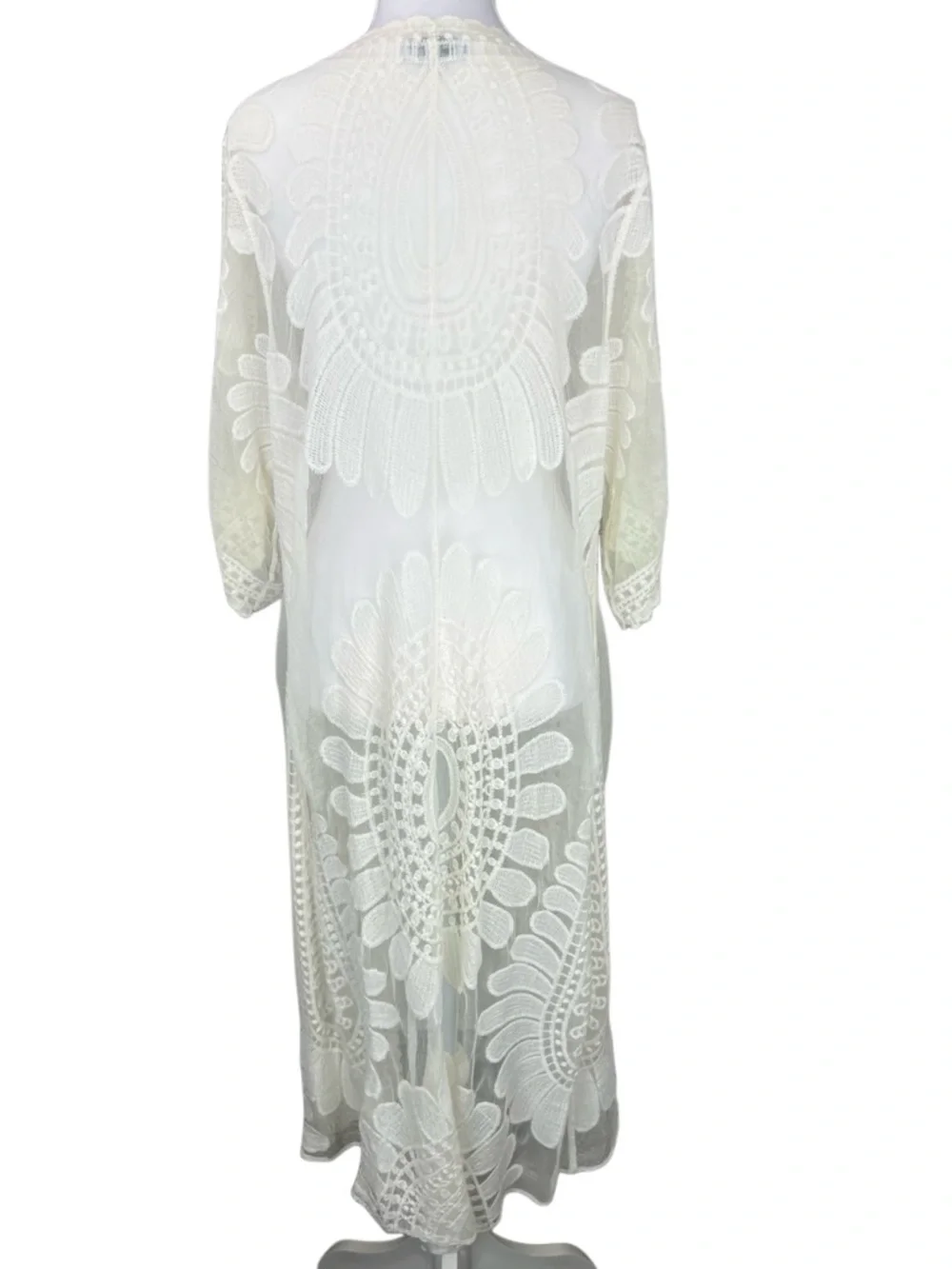 Rebellion Again Ivory Lace Crochet Duster Kimono Cardigan Boho Small